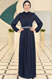 Dila Tesettür Abiye Lacivert