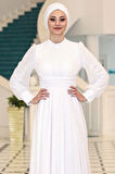Kübra Tesettür Abiye Beyaz
