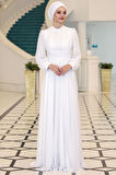 Kübra Tesettür Abiye Beyaz