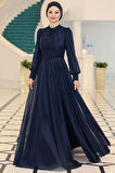 Kübra Tesettür Abiye Lacivert