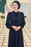 Kübra Tesettür Abiye Lacivert