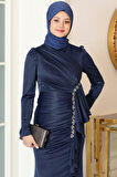 Zühre Tesettür Abiye Lacivert