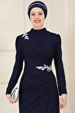 Masal Tesettür Abiye Lacivert