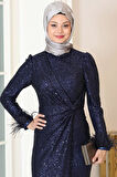 Hüma Tesettür Abiye Lacivert