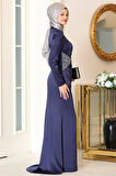 Efsun Tesettür Abiye Lacivert
