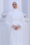 Firuze Tesettür Abiye Beyaz