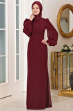 Firuze Tesettür Abiye Bordo