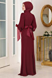 Firuze Tesettür Abiye Bordo
