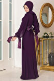 Firuze Tesettür Abiye Mor
