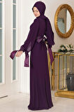 Firuze Tesettür Abiye Mor
