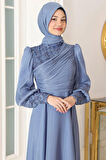 Yağmur Tesettür Abiye Bebe Mavi