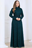 Lina Tesettür Abiye Elbise Zümrüt