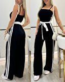 Kadın Ip Askılı Straplez Belden Kuşaklı Viskon Iki Iplik Tulum