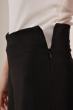 Bol Paça Yandan Fermuarlı Siyah Kumaş Pantolon