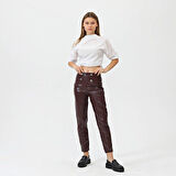 Düğmeli̇ Yan Fermuarli Deri̇ Pantolon