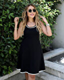 Kadın Sıfır Kollu Yaka Ve Etek Ucu Ribana Detaylıkiloş Viskon Iki Iplik Elbise