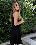 Kadın Sıfır Kollu Yaka Ve Etek Ucu Ribana Detaylıkiloş Viskon Iki Iplik Elbise