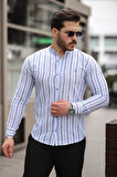Erkek çizgili Hakim Yaka Gömlek