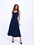 7090 KOT ELBİSE-MAVİ