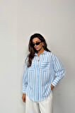 ÇİZGİLİ GÖMLEK - Mavi
