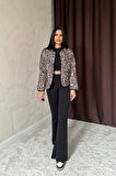 Leopar Leopar Desenli Kapitone Ceket