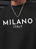 Erkek Uzun Kollu Bisiklet Yaka Milano Yazılı Iki Iplik Bluz