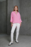 Kol Katlama Detaylı Pembe Gömlek