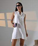 Düğme Detaylı Mini Elbise