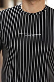 Erkek Dikey çizgili Ottoman Kumaş Kısa Kollu T-shirt