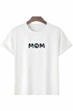 Anneler Gününe Özel Tasarım Mom Çiçek Baskılı T-shirt - Beyaz