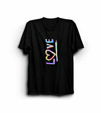 Sevgililer Günü İçin Özel Tasarım Love Baskılı T-shirt - Siyah