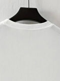 Baskılı Oversize Bisiklet Yaka T-shirt - Beyaz