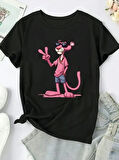 Baskılı Oversize Bisiklet Yaka T-shirt - Beyaz