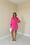 Fuşya Çıtçıtlı Saten Gömlek