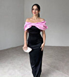 Pembe Önü Fiyonklu Elbise