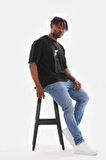Unisex Baskılı Oversize T-Shirt - Siyah