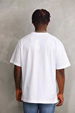 Unisex Baskılı Oversize T-Shirt - Beyaz