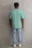 Unisex Baskılı Oversize T-Shirt - Mint Yeşili