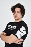 Erkek 24/1 Penye Baskılı T-Shirt - Siyah