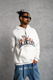 Erkek DANKES Baskılı Kapüşonlu Sweat - Beyaz
