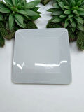 Evmutfak 6 adet Gural porselen kare 21 cm pasta tabak beyaz renk 
