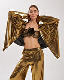 Nok Shinny Serisi Bol Kesim Pantolon Gold