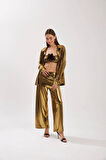 Nok Shinny Serisi Bol Kesim Pantolon Gold
