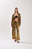 Nok Shinny Serisi Bol Kesim Pantolon Gold