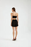 Daily Serisi Elastik Büzgülü İpli Bel Bantlı Bermuda Şort Siyah