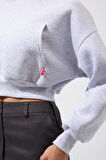 Nok Love Serisi Kalp Aplikeli Sweatshirt Gri