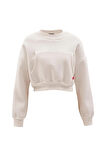 Nok Love Serisi Kalp Aplikeli Sweatshirt Ekru