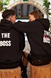The Real Boss Sloganlı Couple Unisex Sweatshirt Siyah