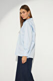 Nok Basic Serisi %100 Cotton Oversize Gömlek Açık Mavi