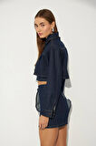 Nok Denim Serisi Cindy Crop Kot Ceket Mavi